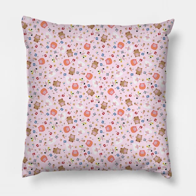 Year of Boar (Pink) Pillow by Feltto