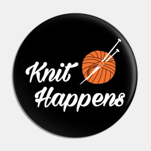 Knit happens (white) Pin