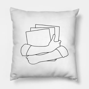 Hands Holding Books Line Art - Hands Embracing Books Line art Pillow