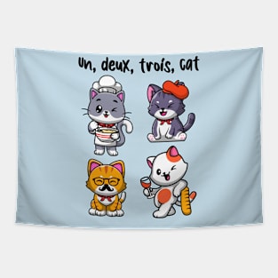 Un deux trois cat - cute French cats (on light colors) Tapestry