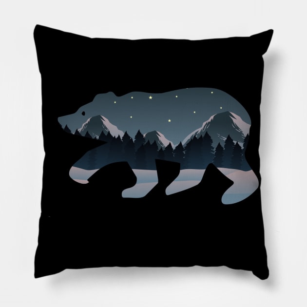 Mountains Bear Pillow by Polahcrea