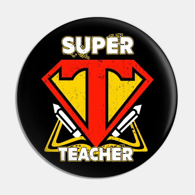 Superhero Teacher TShirt Teaching Pin by danieldamssm