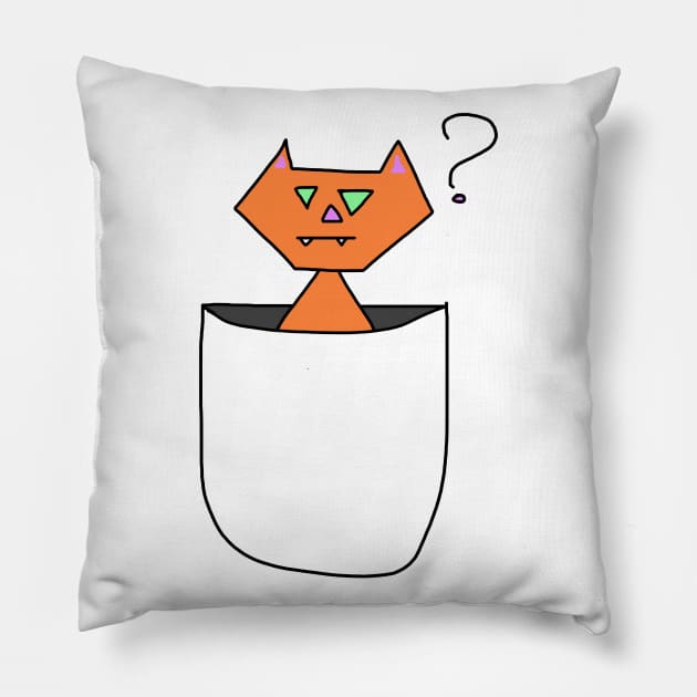 Curious Pocket Cat Pillow by BadDrawnStuff