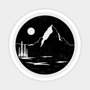 Night-sky Monochrome Mountain Illustration Magnet