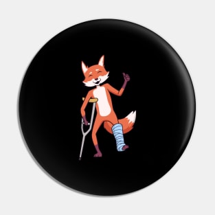 On crutches - cartoon fox Pin
