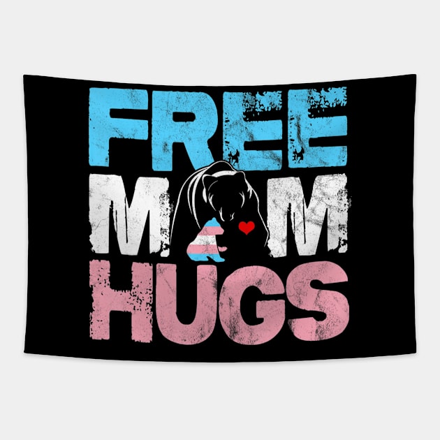 Trans Mama Bear Free Mom Hugs Rainbow Transgender LGBT Pride Tapestry by crowominousnigerian 