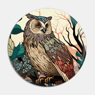 Cottagecore Floral Aesthetic Owl Pin