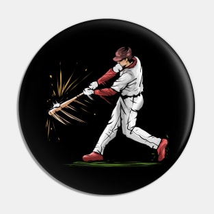 Batter Hits A Baseball With His Bat Pin