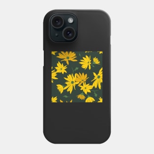 Jerusalem artichoke flowers on green Phone Case