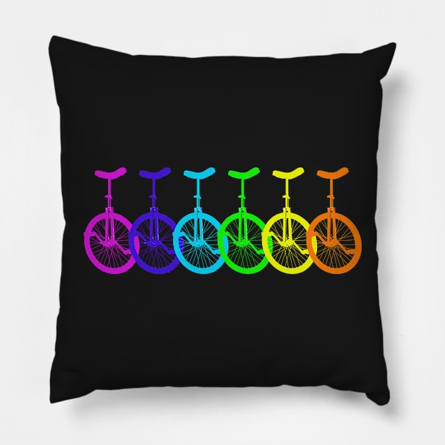 Rainbow Unicycles Pillow by jenido