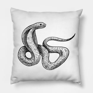 Snake Cobra Hand Drawn Pillow