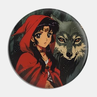 Retro Anime Red Riding Hood Night Forest Vintage 70s 80s 90s Pin