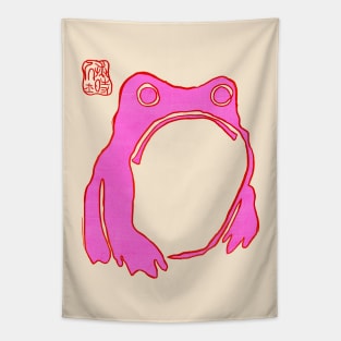 Pink Grumpy Frog Tapestry