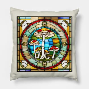 Standing Tall Mushroom Stained Glass Pillow