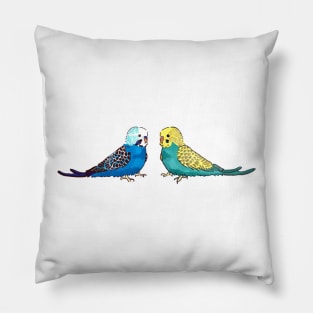 Budgie - blue mutation and Graywing in green line Pillow