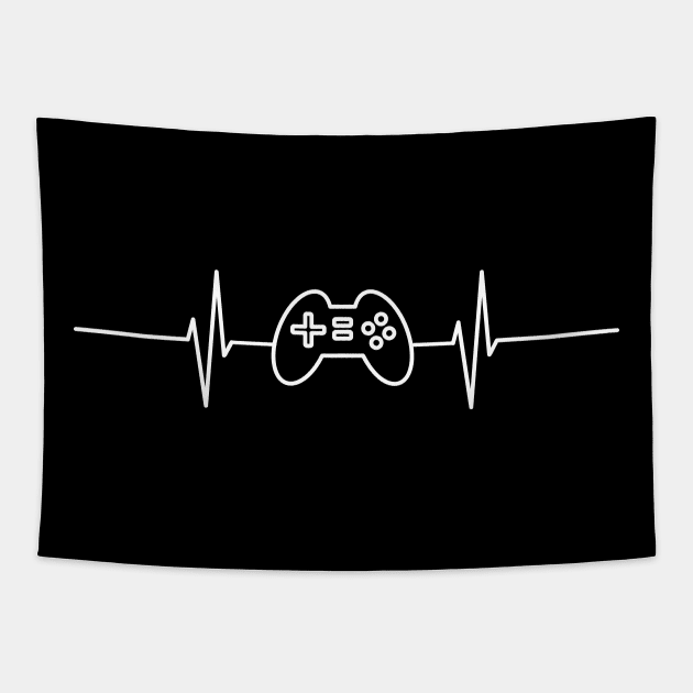 Joypad Heartbeat - White design Tapestry by Warp9