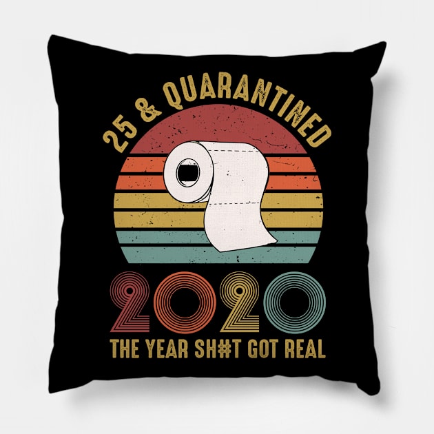 Custom Vintage 25 And Quarantine Gift 1995 Birthday Gift 25 Years Old Anniversary Gift 25th Quarantined Personalized Gift For Men Women Pillow by TMSTORE