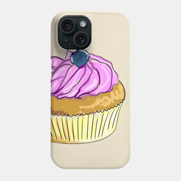 Cake with butter cream and blueberry on top Phone Case by aleksandrakrylova