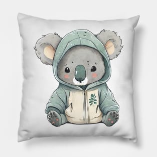 Cartoon Koala Wearing Hoodie Pillow