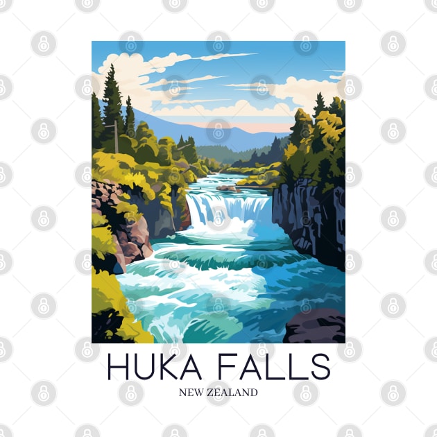 A Pop Art Travel Print of the Huka Falls - New Zealand by Studio Red Koala