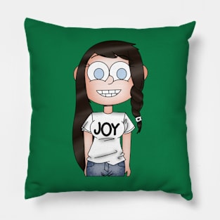 Girl Wearing Joy T-Shirt Pillow