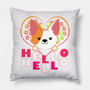 Cute Dog Corgi with Heart - Hello Hello Pillow