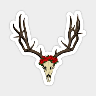 Deer skull with flower crown Magnet