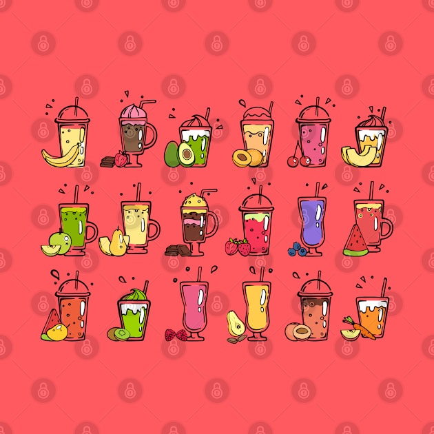 Smoothie Hand Drawn Fruits by Mako Design 