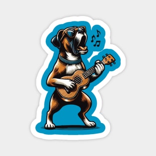 Dog Playing Guitar Singing Boxer Dog Funny Magnet