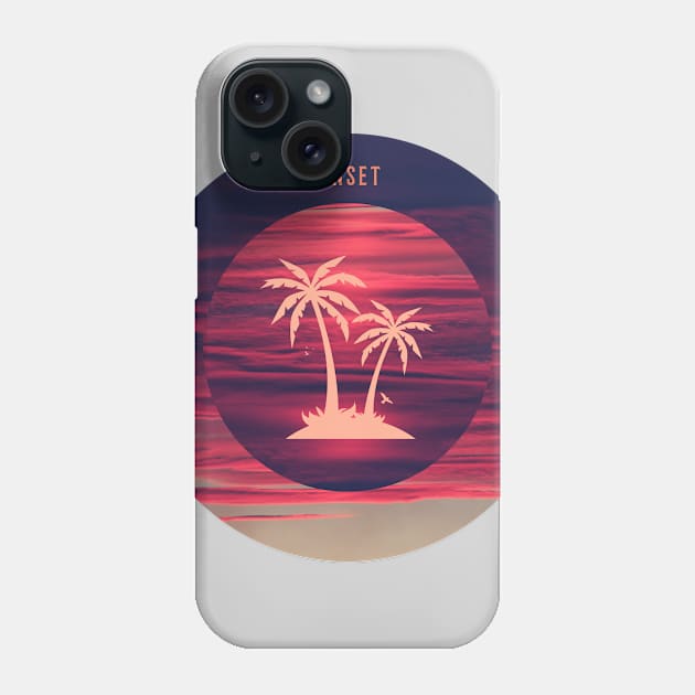 Palm trees with a background of pink clouds Phone Case by Creastore