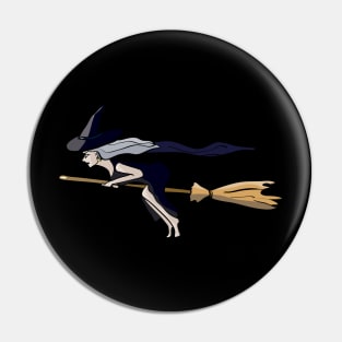 Witch Flying on Broomstick at High Speed Pin