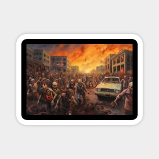 Apocalyptic Inferno: Burning Zombie World Magnet