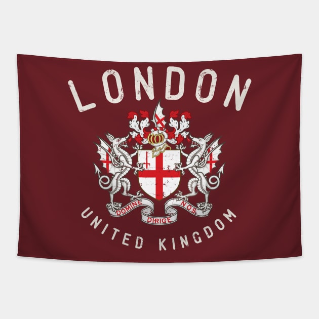 London Great Britain Vintage Coat Of Arms Tapestry by Designkix