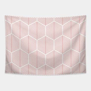 Pink Hexagonal Leaf Pattern Tapestry