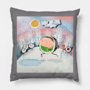 Dangerously iceskating sushi Pillow