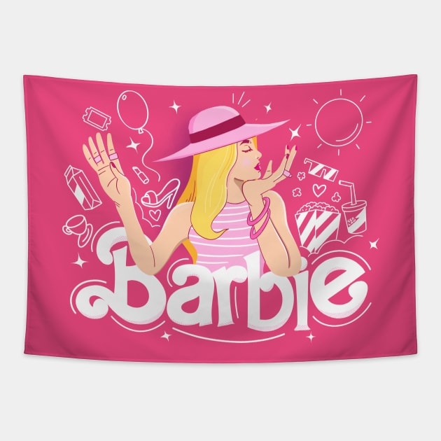 Hi Barbie Tapestry by geolaw