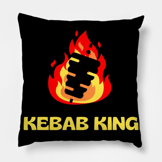 Kebab King Shashlik Kebab Turkish Grill Pillow by Foxxy Merch