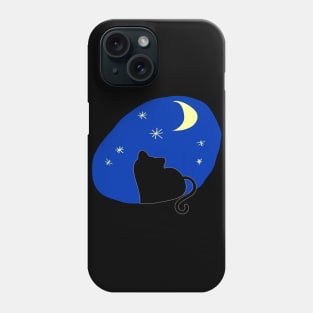 The kitten Staring at Sky Stars Moon Phone Case