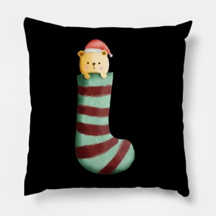 Cute bear in stocking Christmas Pillow
