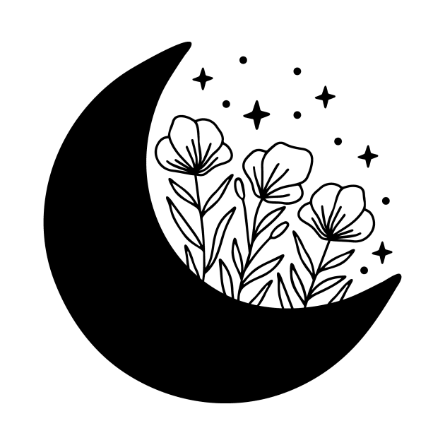 Moon with Flowers by Designs by Katie Leigh