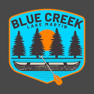 Blue Creek • Lake Martin Blue Background T-Shirt