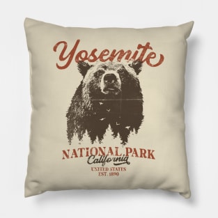 Vintage Yosemite Grizzly Bear California National Park Pillow