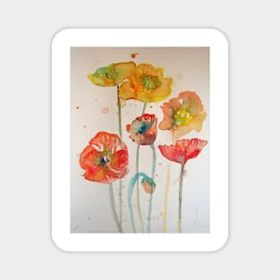 Abstract Poppy Watercolor Painting Magnet