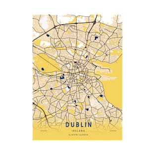 Dublin - Ireland Yellow City Map T-Shirt