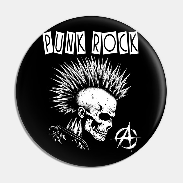 Punk Skull With Mohawk - Punk Rock - Punk - Pin | TeePublic