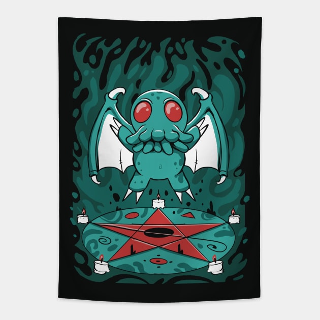 Cute and Creepy Baby Cthulhu Tapestry by SLAG_Creative