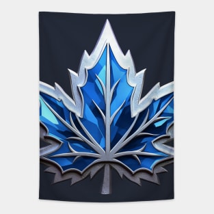 Blue Maple Leaf Badge Tapestry