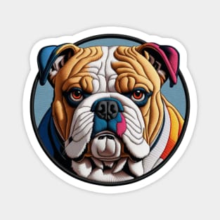 Colorblock Bulldog Embroidered Patch Magnet