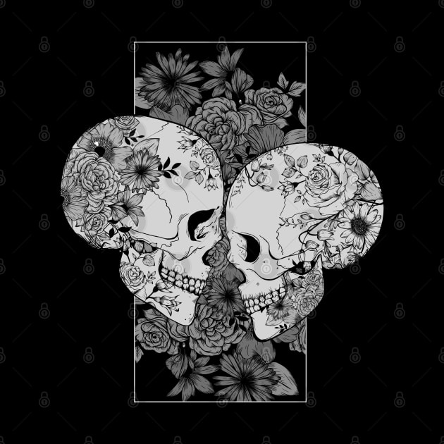 Grey scale lovers floral by Jess Adams