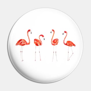 4 flamingos watercolor  painting Pin